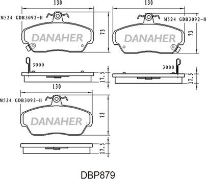 Danaher DBP879 - Kit de plaquettes de frein, frein à disque cwaw.fr