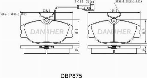 Danaher DBP875 - Kit de plaquettes de frein, frein à disque cwaw.fr