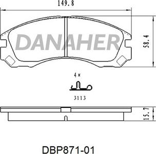 Danaher DBP871-01 - Kit de plaquettes de frein, frein à disque cwaw.fr