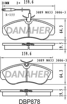 Danaher DBP878 - Kit de plaquettes de frein, frein à disque cwaw.fr