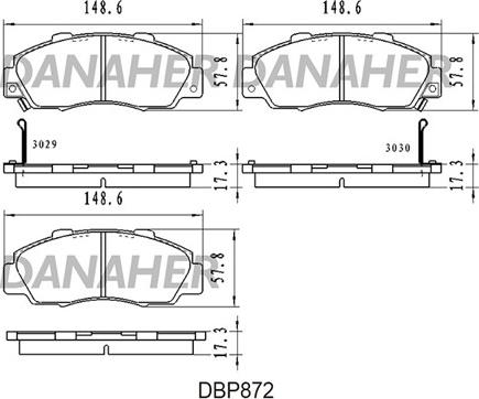 Danaher DBP872 - Kit de plaquettes de frein, frein à disque cwaw.fr