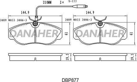 Danaher DBP877 - Kit de plaquettes de frein, frein à disque cwaw.fr