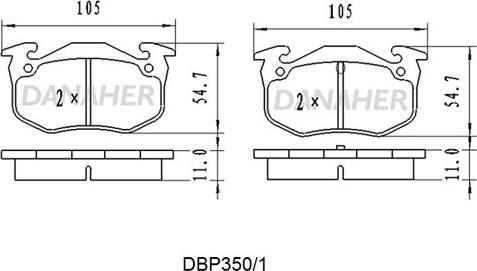 Danaher DBP350/1 - Kit de plaquettes de frein, frein à disque cwaw.fr