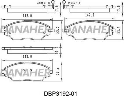 Danaher DBP3192-01 - Kit de plaquettes de frein, frein à disque cwaw.fr