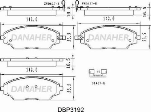 Danaher DBP3192 - Kit de plaquettes de frein, frein à disque cwaw.fr