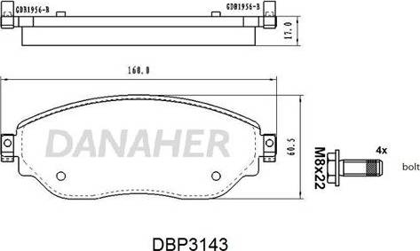 Danaher DBP3143 - Kit de plaquettes de frein, frein à disque cwaw.fr