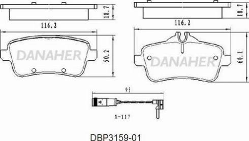 Danaher DBP3159-01 - Kit de plaquettes de frein, frein à disque cwaw.fr