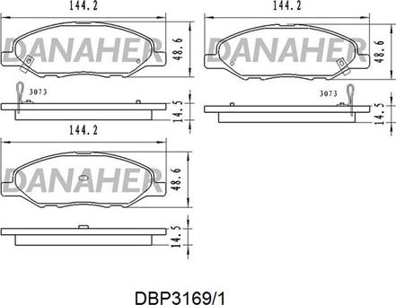 Danaher DBP3169/1 - Kit de plaquettes de frein, frein à disque cwaw.fr