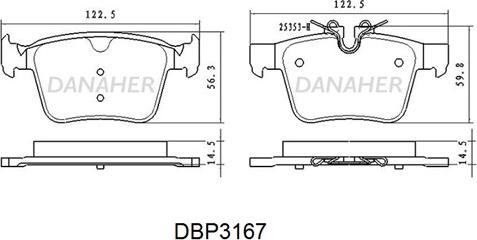 Danaher DBP3167 - Kit de plaquettes de frein, frein à disque cwaw.fr