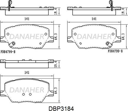 Danaher DBP3184 - Kit de plaquettes de frein, frein à disque cwaw.fr