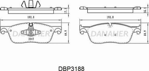 Danaher DBP3188 - Kit de plaquettes de frein, frein à disque cwaw.fr