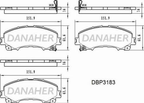 Danaher DBP3183 - Kit de plaquettes de frein, frein à disque cwaw.fr