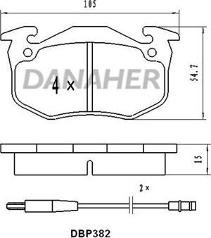 Danaher DBP382 - Kit de plaquettes de frein, frein à disque cwaw.fr