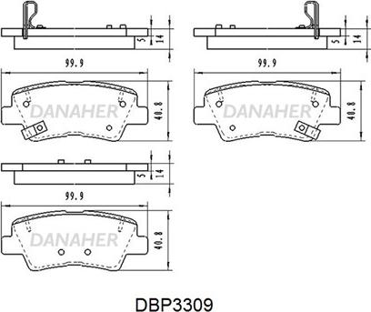 Danaher DBP3309 - Kit de plaquettes de frein, frein à disque cwaw.fr