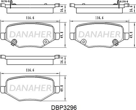 Danaher DBP3296 - Kit de plaquettes de frein, frein à disque cwaw.fr