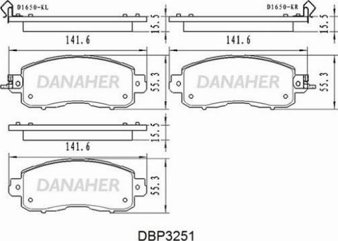 Danaher DBP3251 - Kit de plaquettes de frein, frein à disque cwaw.fr