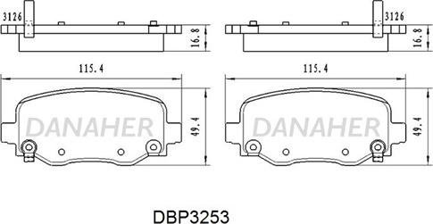 Danaher DBP3253 - Kit de plaquettes de frein, frein à disque cwaw.fr