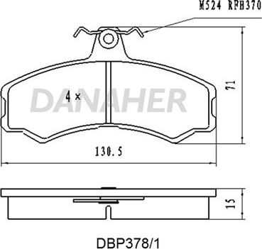 Danaher DBP378/1 - Kit de plaquettes de frein, frein à disque cwaw.fr