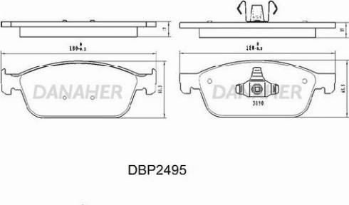 Danaher DBP2495 - Kit de plaquettes de frein, frein à disque cwaw.fr