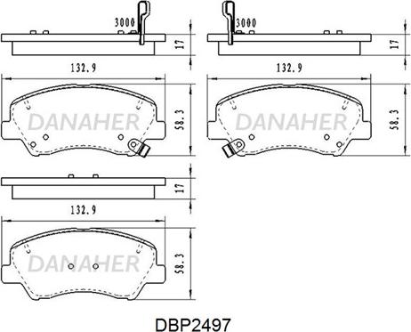 Danaher DBP2497 - Kit de plaquettes de frein, frein à disque cwaw.fr