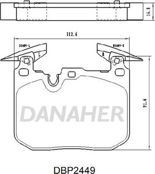 Danaher DBP2449 - Kit de plaquettes de frein, frein à disque cwaw.fr