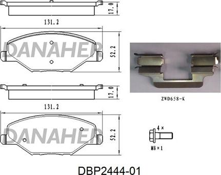 Danaher DBP2444-01 - Kit de plaquettes de frein, frein à disque cwaw.fr