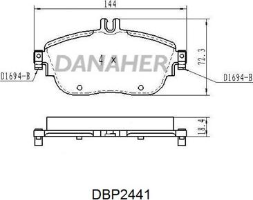 Danaher DBP2441 - Kit de plaquettes de frein, frein à disque cwaw.fr