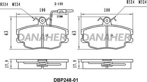 Danaher DBP248-01 - Kit de plaquettes de frein, frein à disque cwaw.fr