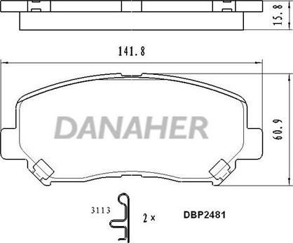 Danaher DBP2481 - Kit de plaquettes de frein, frein à disque cwaw.fr