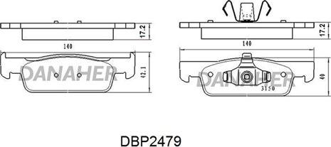 Danaher DBP2479 - Kit de plaquettes de frein, frein à disque cwaw.fr