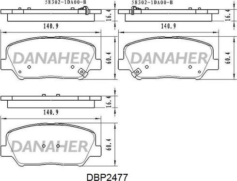 Danaher DBP2477 - Kit de plaquettes de frein, frein à disque cwaw.fr