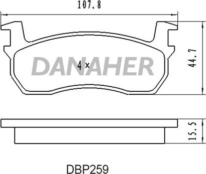 Danaher DBP259 - Kit de plaquettes de frein, frein à disque cwaw.fr