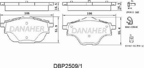 Danaher DBP2509/1 - Kit de plaquettes de frein, frein à disque cwaw.fr