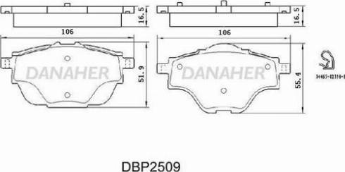 Danaher DBP2509 - Kit de plaquettes de frein, frein à disque cwaw.fr