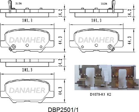 Danaher DBP2501/1 - Kit de plaquettes de frein, frein à disque cwaw.fr