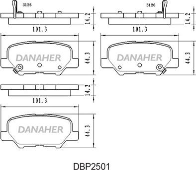 Danaher DBP2501 - Kit de plaquettes de frein, frein à disque cwaw.fr