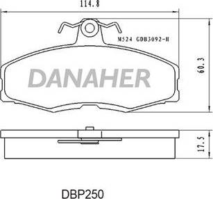 Danaher DBP250 - Kit de plaquettes de frein, frein à disque cwaw.fr