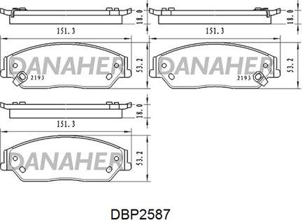 Danaher DBP2587 - Kit de plaquettes de frein, frein à disque cwaw.fr