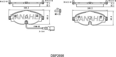 Danaher DBP2698 - Kit de plaquettes de frein, frein à disque cwaw.fr