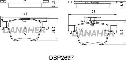 Danaher DBP2697 - Kit de plaquettes de frein, frein à disque cwaw.fr