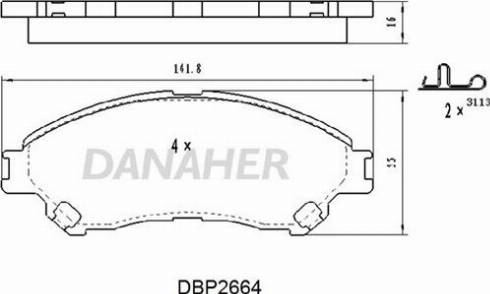 Danaher DBP2664 - Kit de plaquettes de frein, frein à disque cwaw.fr