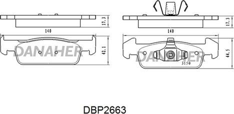 Danaher DBP2663 - Kit de plaquettes de frein, frein à disque cwaw.fr