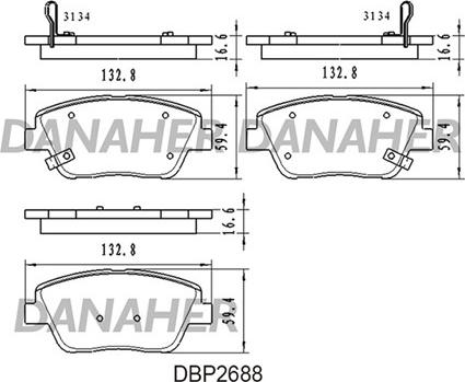 Danaher DBP2688 - Kit de plaquettes de frein, frein à disque cwaw.fr