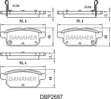 Danaher DBP2687 - Kit de plaquettes de frein, frein à disque cwaw.fr