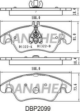 Danaher DBP2099 - Kit de plaquettes de frein, frein à disque cwaw.fr