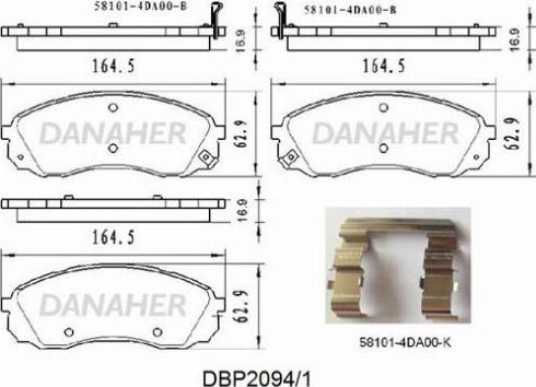 Danaher DBP2094/1 - Kit de plaquettes de frein, frein à disque cwaw.fr