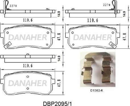 Danaher DBP2095/1 - Kit de plaquettes de frein, frein à disque cwaw.fr