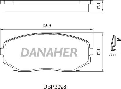 Danaher DBP2098 - Kit de plaquettes de frein, frein à disque cwaw.fr