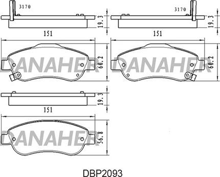 Danaher DBP2093 - Kit de plaquettes de frein, frein à disque cwaw.fr