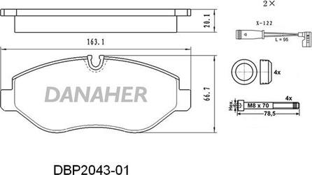 Danaher DBP2043-01 - Kit de plaquettes de frein, frein à disque cwaw.fr